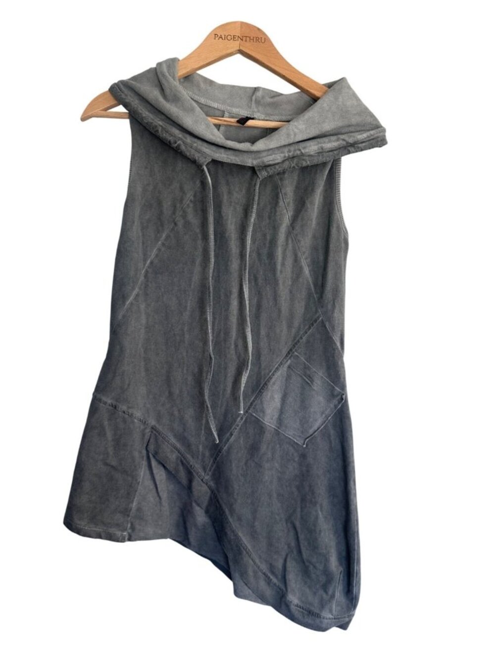Inizio Women's Medium Asymmetrical Hem Grey Sweater Tunic Lagenlook Artsy